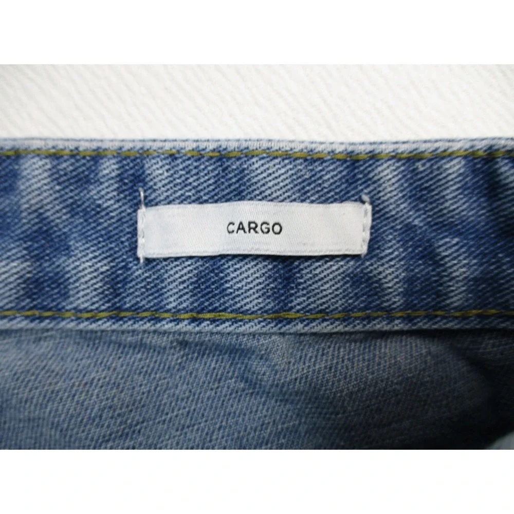Forever 21 Cargo Jeans Women 28 Blue Utility Wide‎ Leg Relaxed Fit Workwear